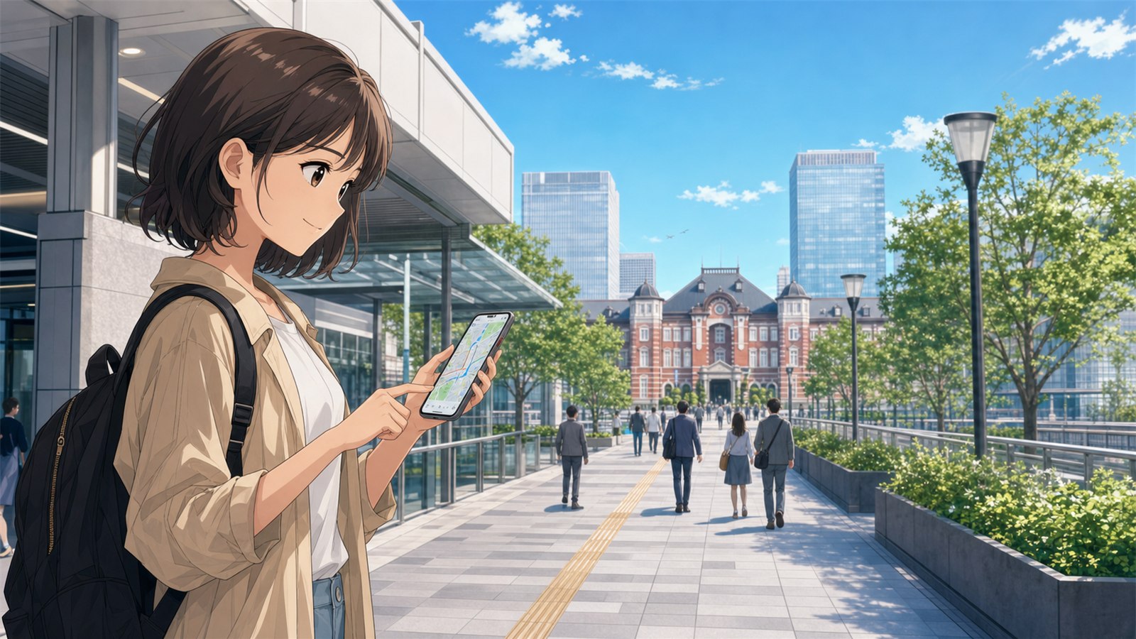 Anime route image for walking from Yurakucho Station to Tokyo Station