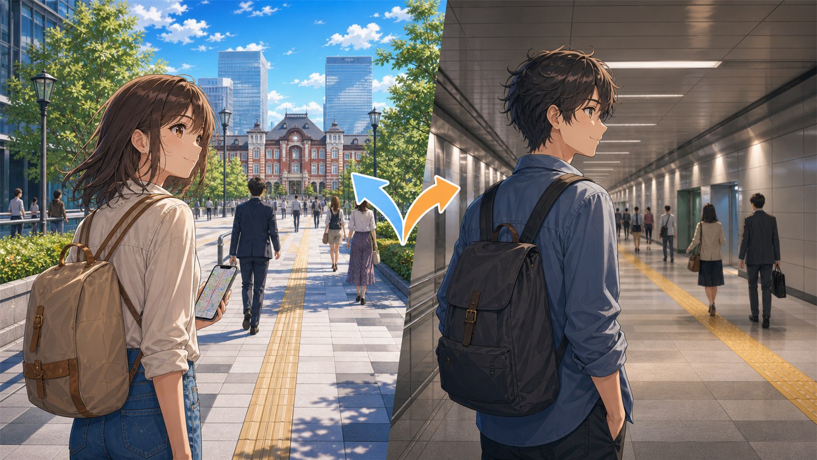 Anime comparison image for ground and underground routes